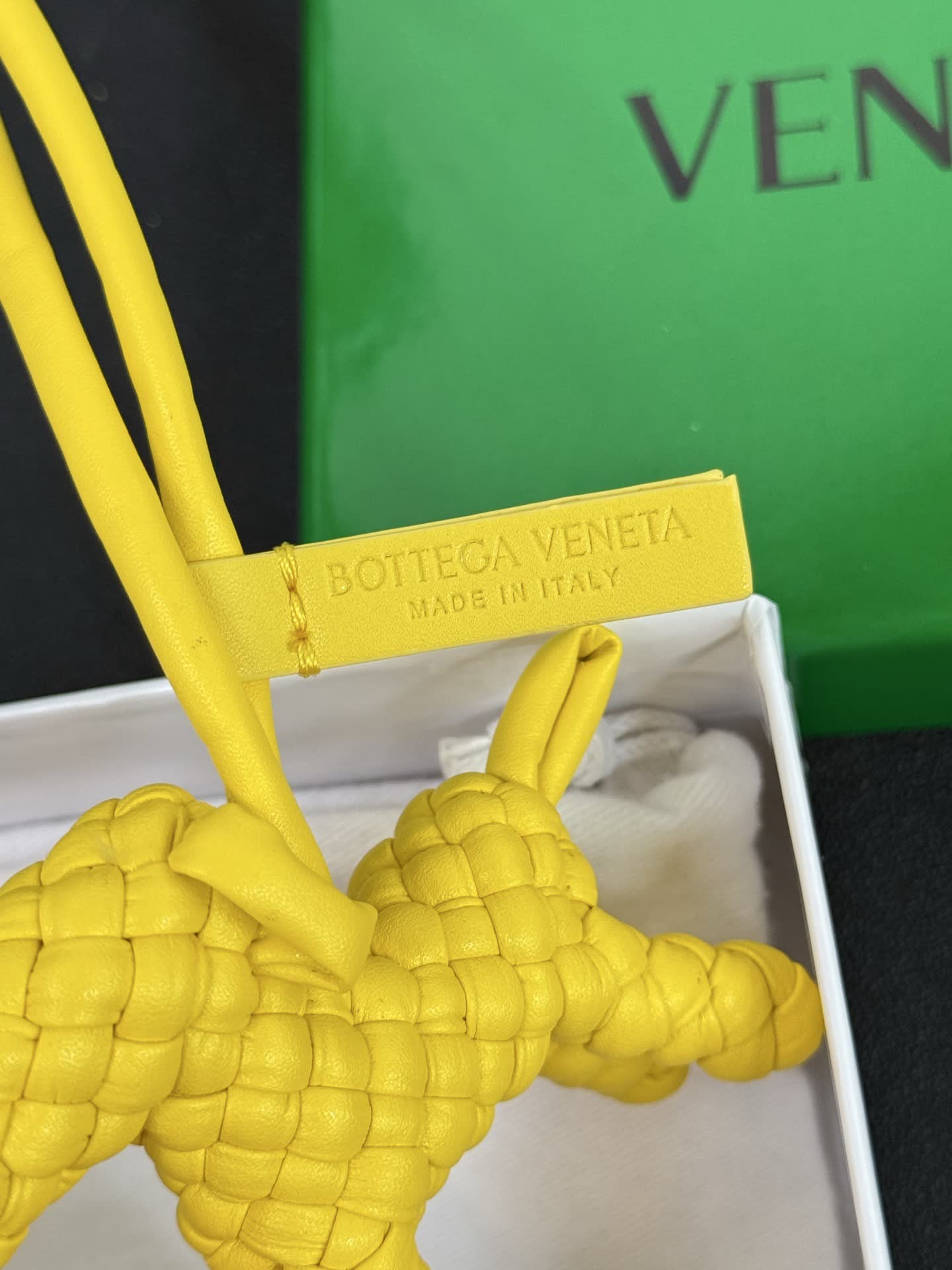 Bottega Veneta Yellow Quilted Dog Charm